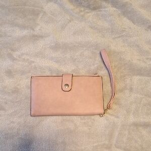 Women’s Pink Wristlet Wallet with Snap Closure